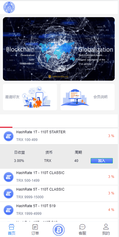 TRX虚拟币矿机/区块链矿机交易系统/4国语言/usdt充值插图5